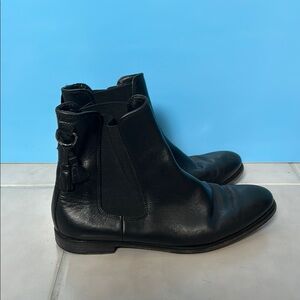 Lavorazione Artigiana BoBo Made in Italy Black Leather Ankle Boots fringe 40